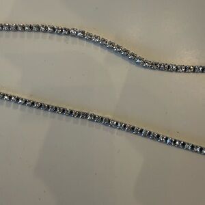 Silver Rhinestone Tennis Necklace - Sparkling White length 14” adjustable new